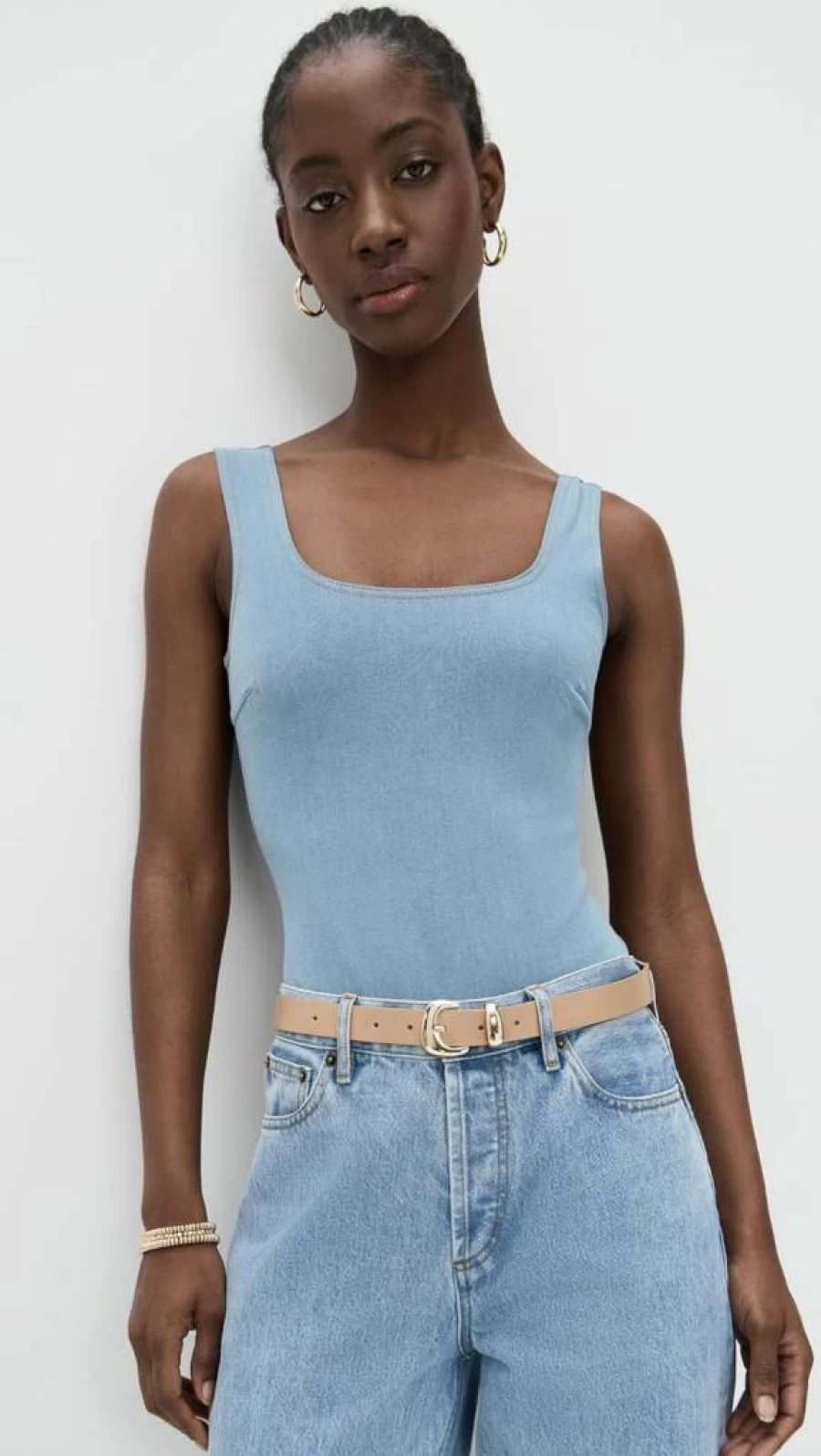 Commando Women's Do It All Square Neck Denim Bodysuit - Stretch Comfort & Versatile Style