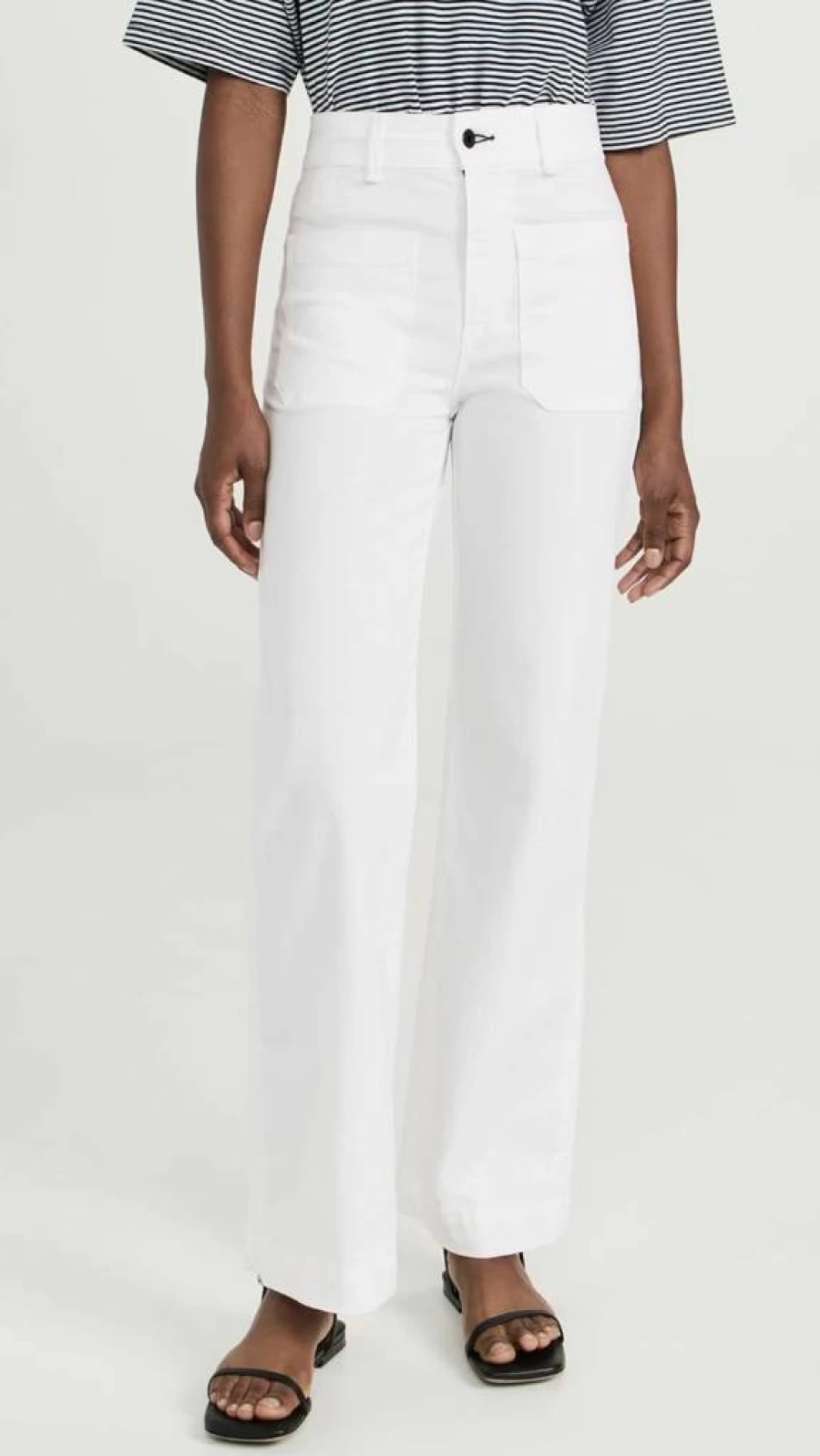 ASKK NY Women's High-Waisted Sailor Pants - Trendy Vintage Navy Wide Leg Trousers for Women