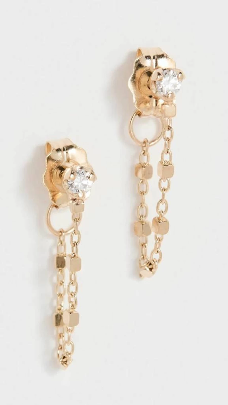ZOE CHICCO 14K Gold Diamond Square Bead Huggie Hoop Earrings for Women