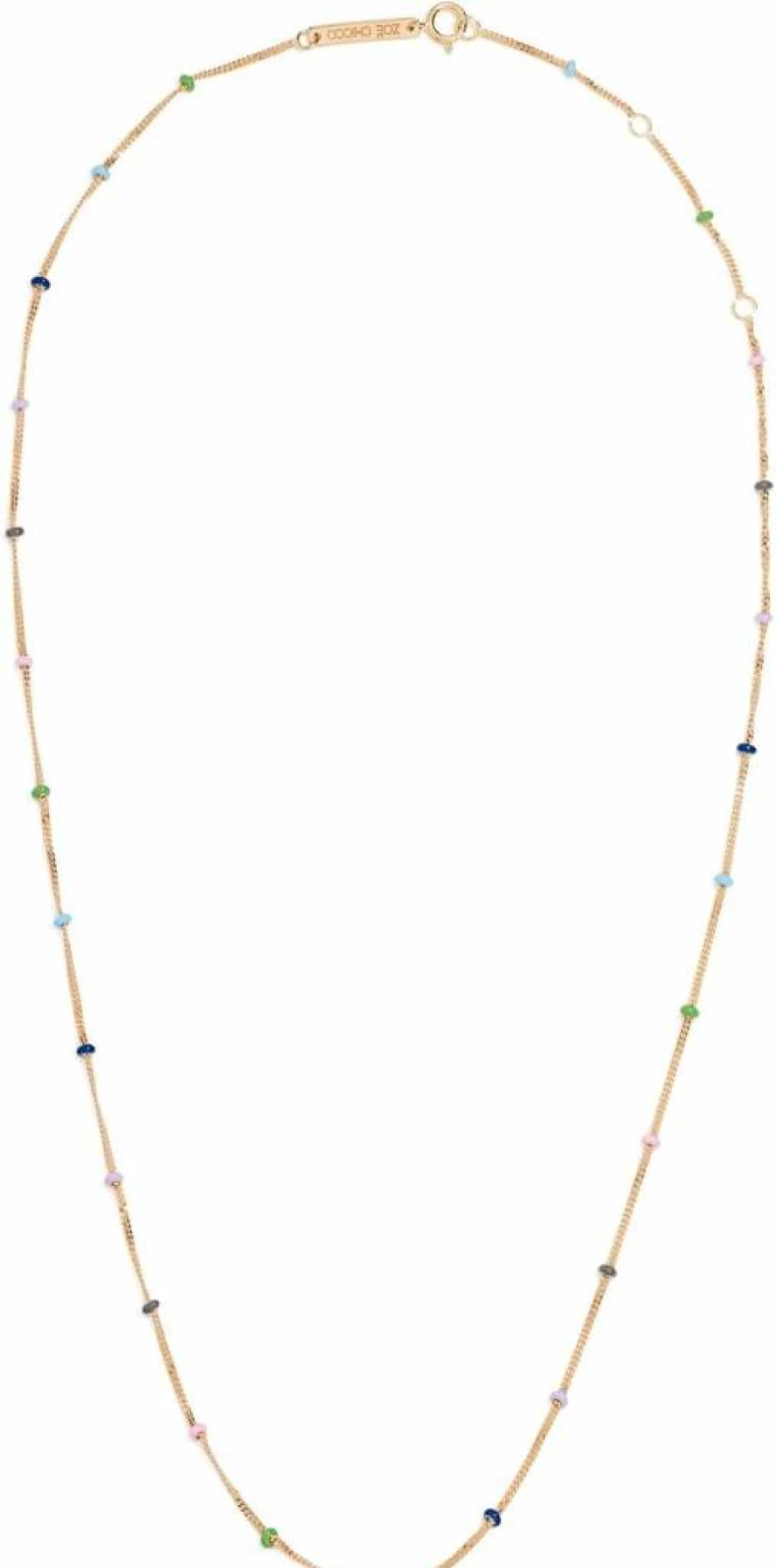 ZOE CHICCO 14K Gold Oval Enamel Curb Chain Satellite Necklace for Women