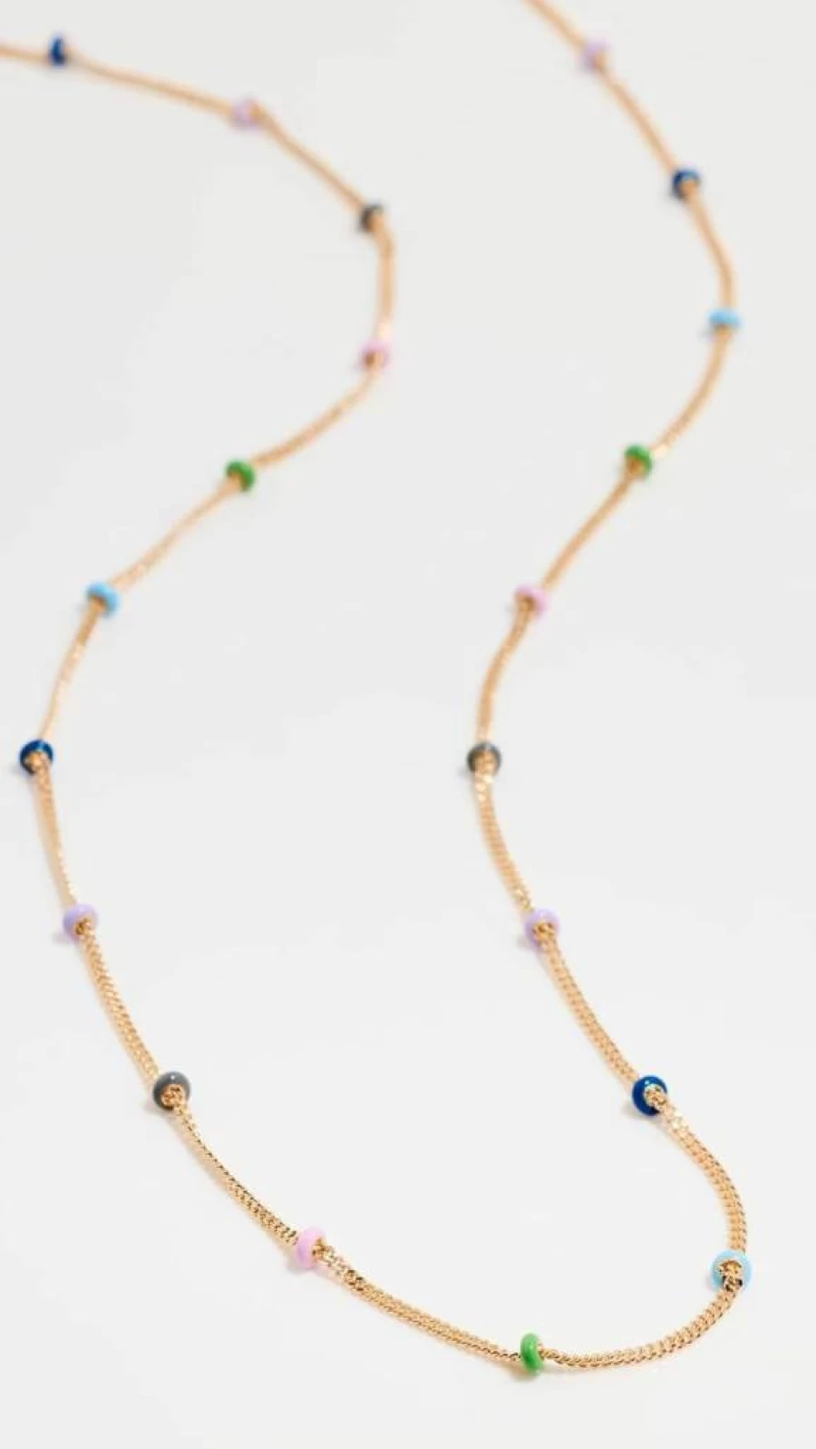 ZOE CHICCO 14K Gold Oval Enamel Curb Chain Satellite Necklace for Women