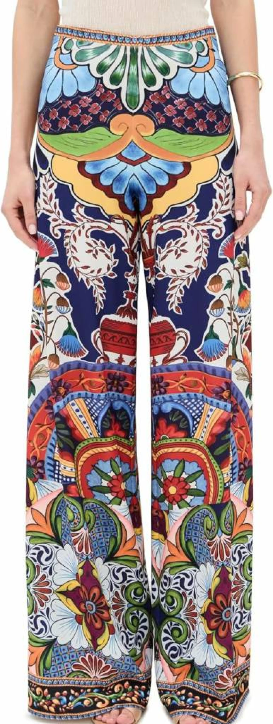 alice + olivia Women's Athena Wide Leg Pants - Classic Clean Tailored Trousers
