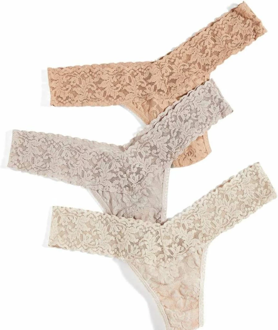Hanky Panky Women's 3-Pack Neutral Color Low Rise Thongs - Soft Comfort Underwear