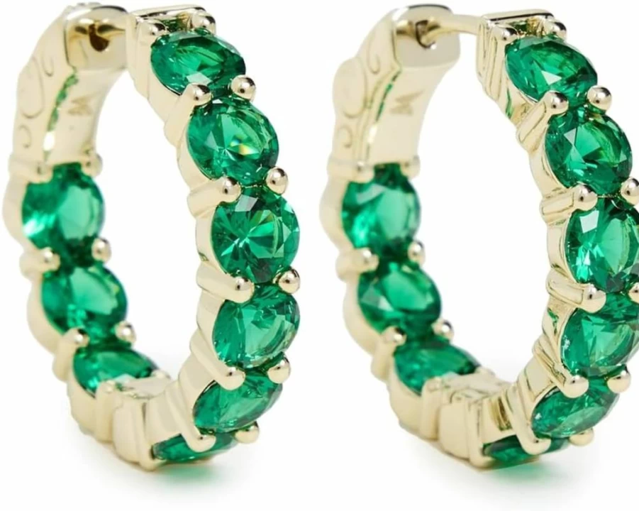 ADINA EDEN Women's Colorful Round Tennis Hoop Earrings - Mini Gold & Silver Studded Dangle Earrings for Women