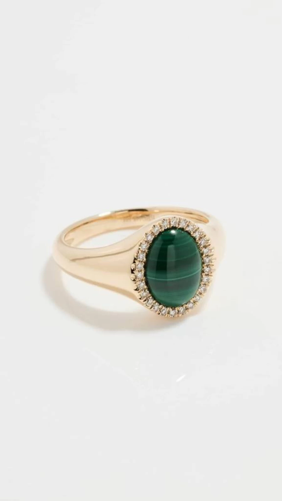 EF Collection 14K Gold Women's Signet Ring with Diamond & Malachite Cabochon