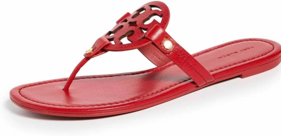 Tory Burch Women's Miller Leather Sandals - Comfortable Slide Sandals for Women, Fashionable Summer Footwear