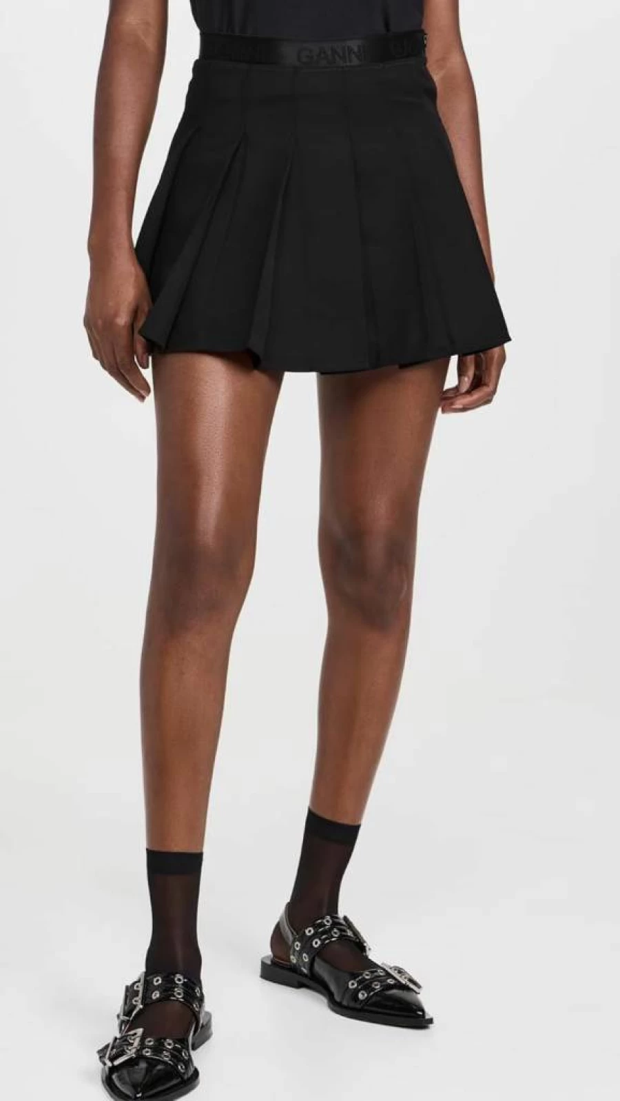 Ganni Women's Lightweight Twill Pleated Mini Skirt - Casual A-Line Short Skirt for Women