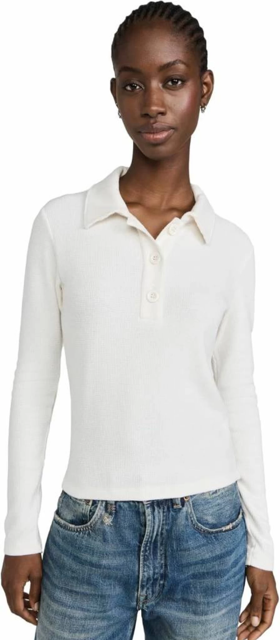 LNA Women's Marta Waffle Knit Top - Stylish Casual Crewneck Shirt