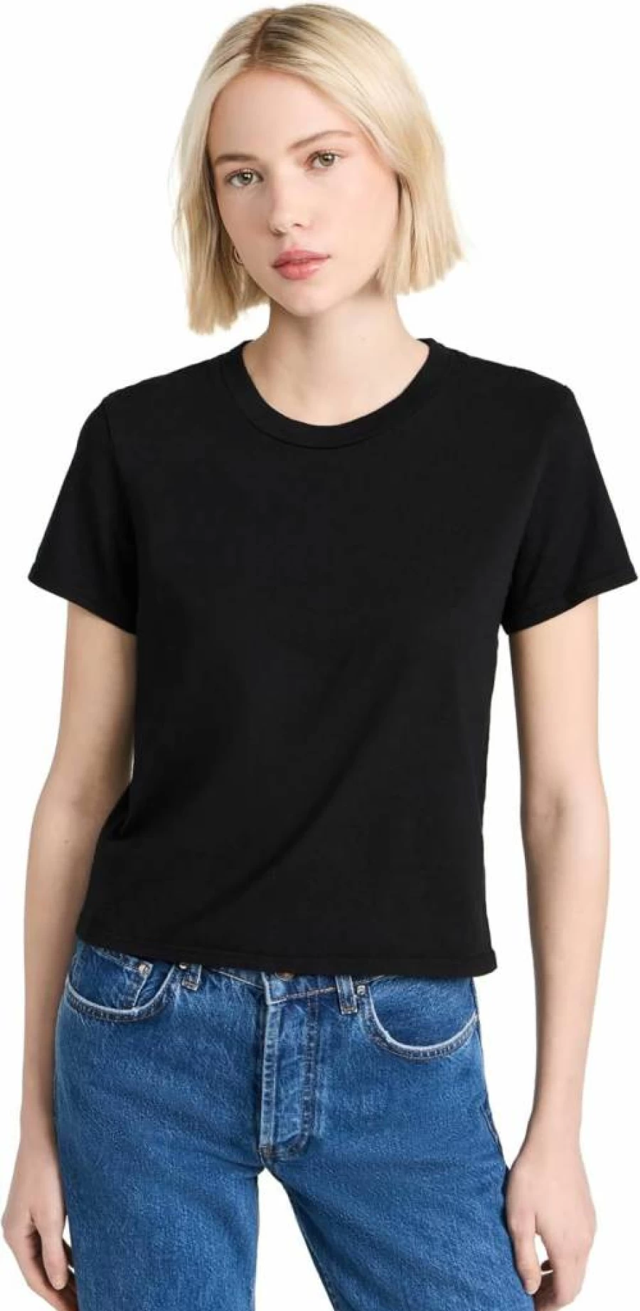 PerfectWhiteTee Women's Supima Cotton Short Sleeve Baby Tee - Soft Classic White T-Shirt