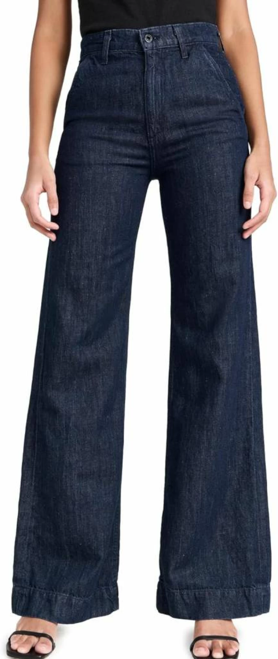 ASKK NY Women's High-Waisted Indigo Denim Pants - Linen Blend Stretch Jeans for Comfort & Style