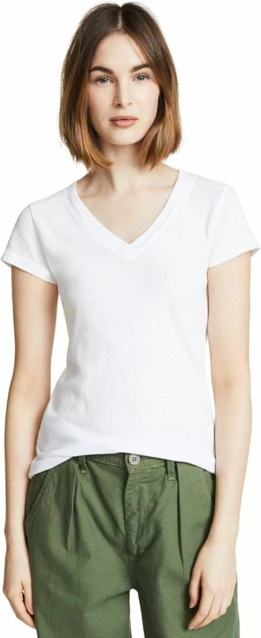 L'AGENCE Women's Becca V-Neck T-Shirt | Soft Cotton Casual Tee