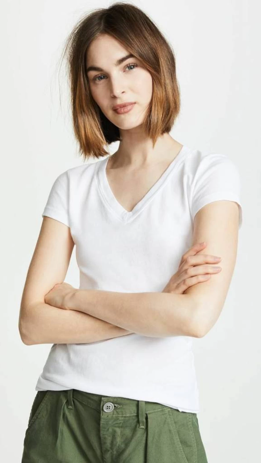 L'AGENCE Women's Becca V-Neck T-Shirt | Soft Cotton Casual Tee