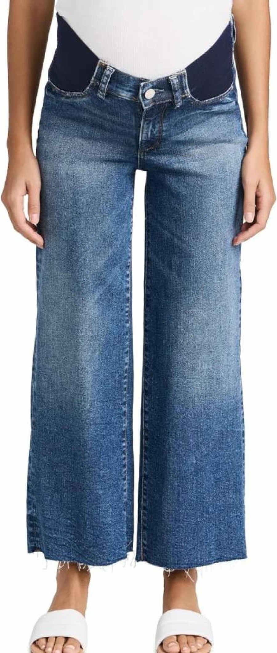 DL1961 Women's Hepburn Maternity Wide Leg Jeans - High Waisted Stretch Denim Pants for Pregnancy