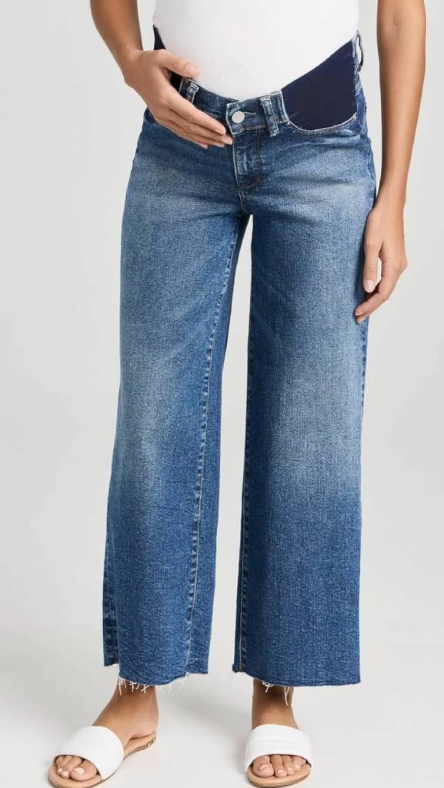 DL1961 Women's Hepburn Maternity Wide Leg Jeans - High Waisted Stretch Denim Pants for Pregnancy