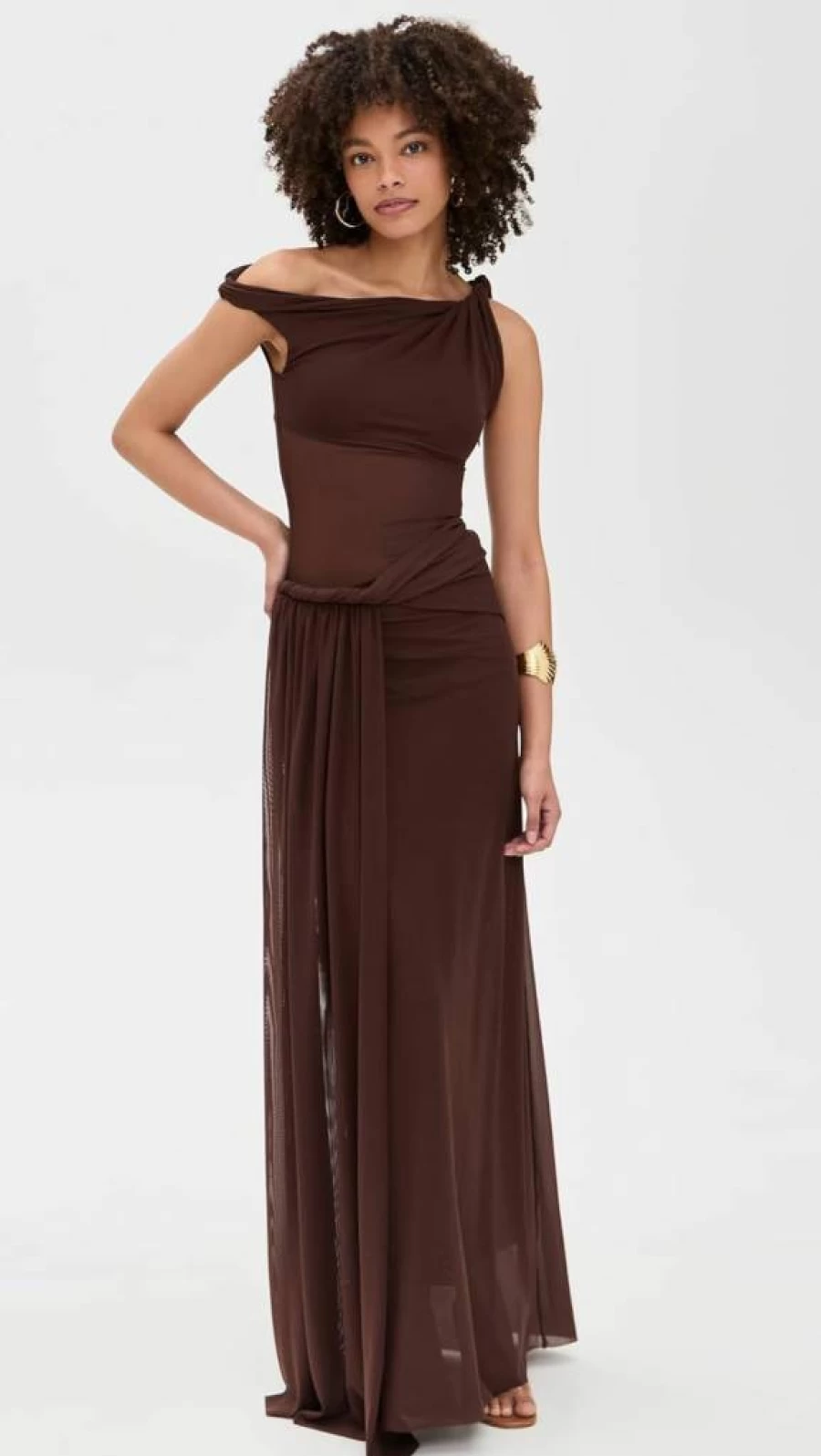 MISHA Women's Sisal Mesh Maxi Dress - Elegant Bohemian Summer Beach Dress