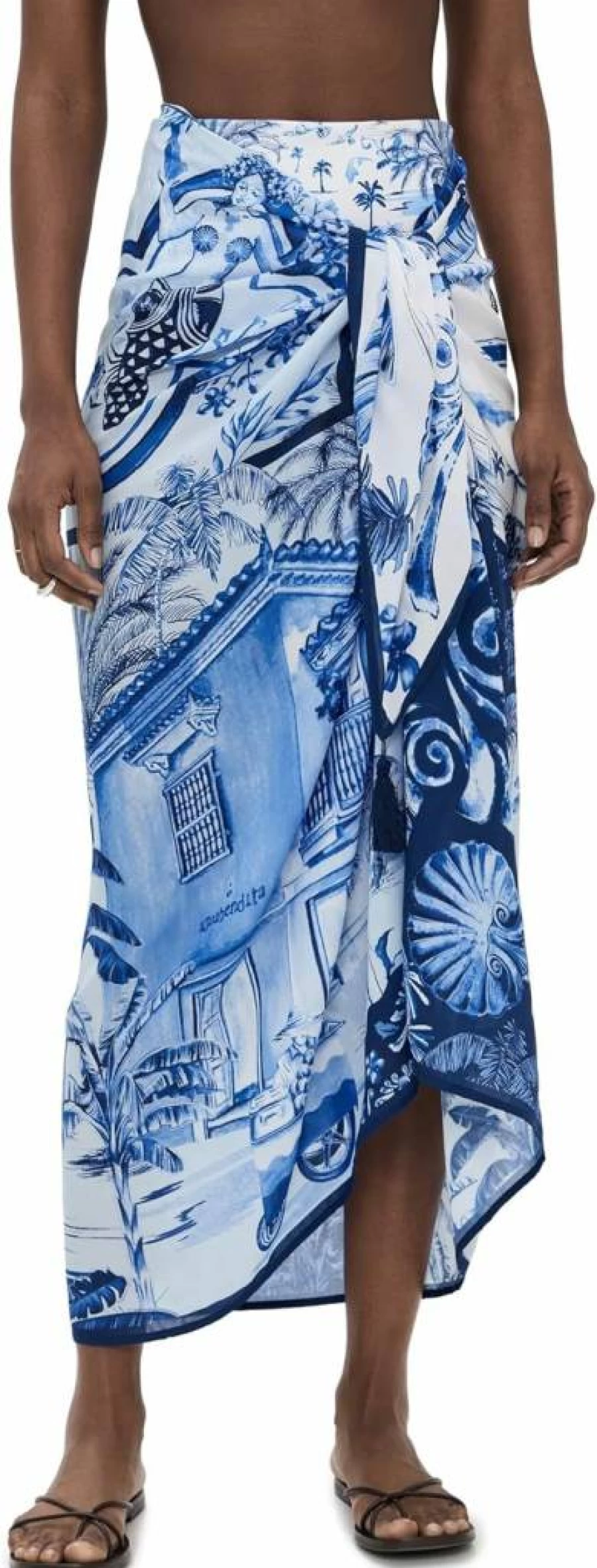 AGUA BENDITA Women's Marine Tales Skirt - Floral Print Summer Beach Skirt
