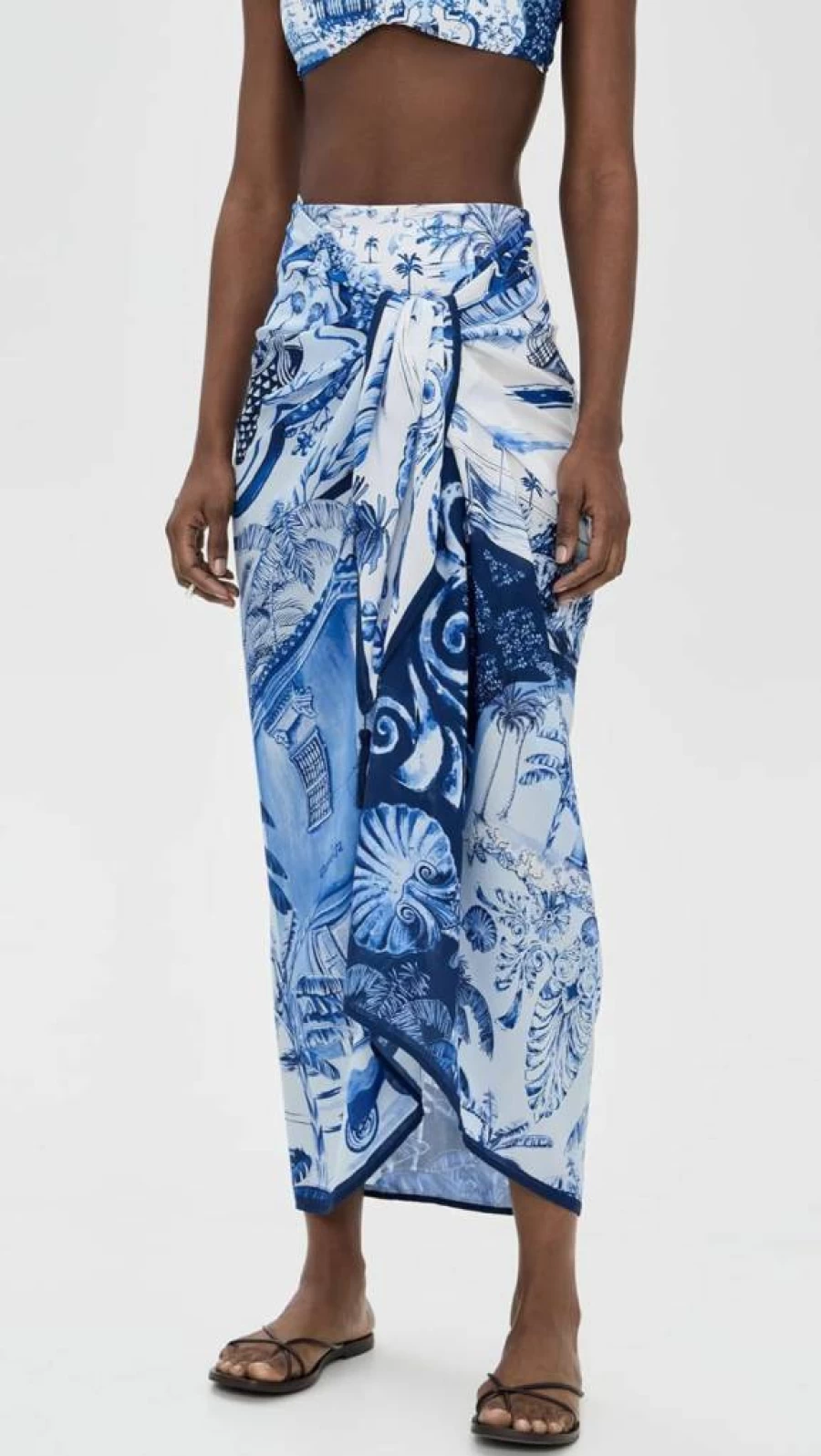 AGUA BENDITA Women's Marine Tales Skirt - Floral Print Summer Beach Skirt