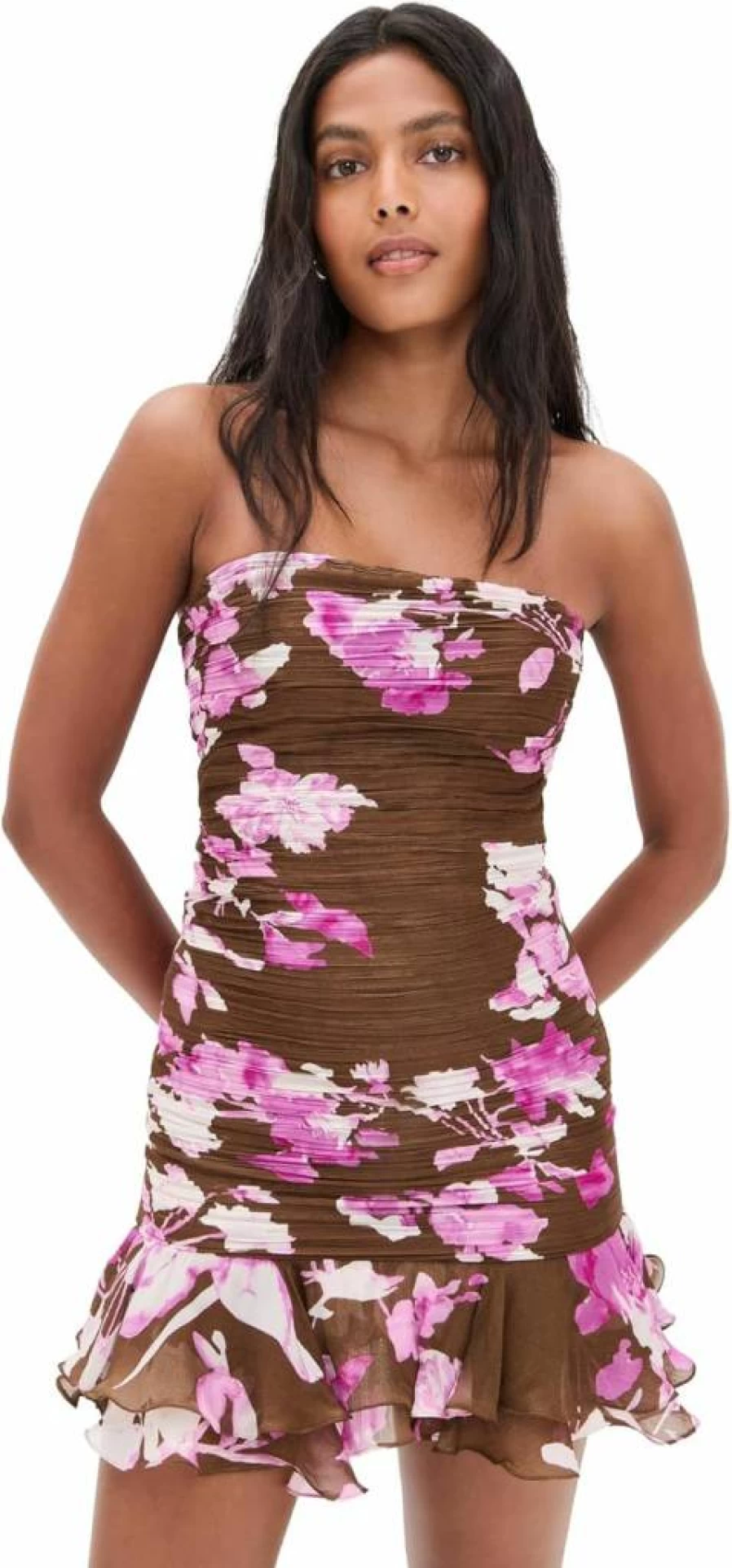 ROCOCO SAND Women's Floral Mini Dress - Summer Boho Chic Short Sleeve Party Dress