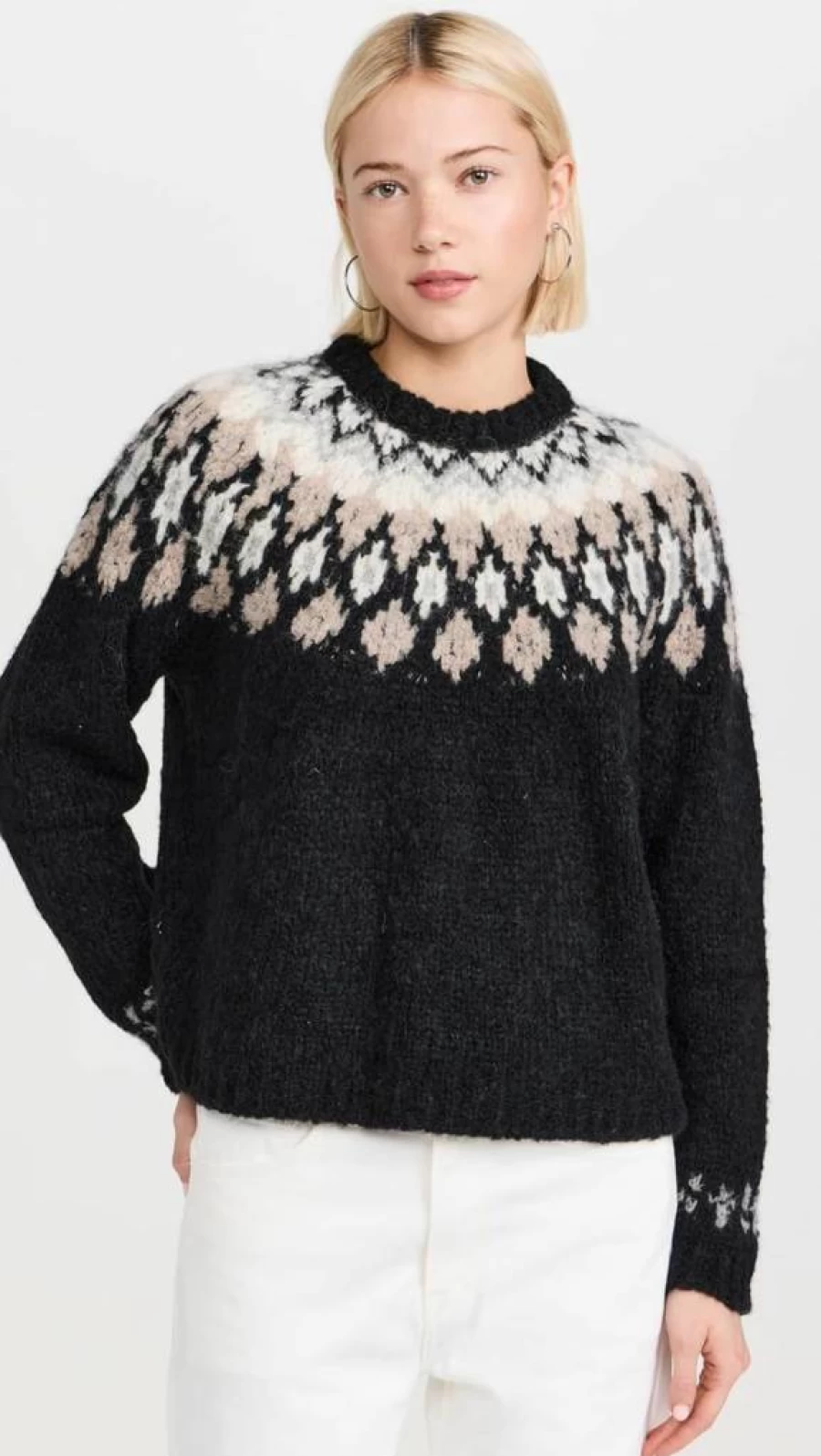 Splendid Women's Noelle Fair Isle Knit Sweater - Cozy Winter Pullover with Nordic Pattern
