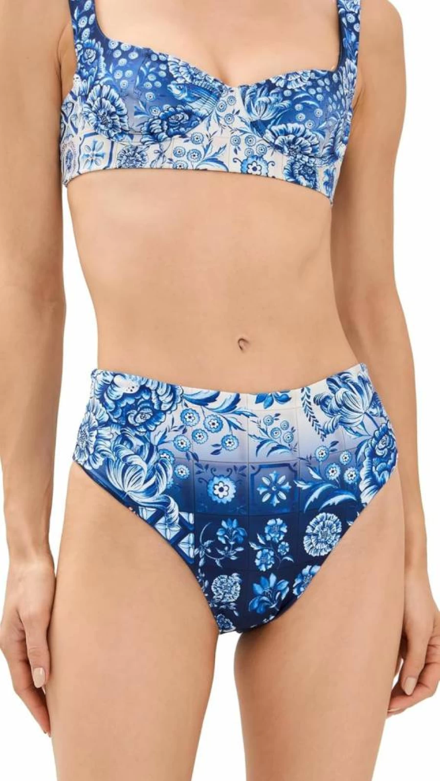 AGUA BENDITA Women's Penelope Azure Swim Bottoms - Stylish High-Waisted Bikini Bottom
