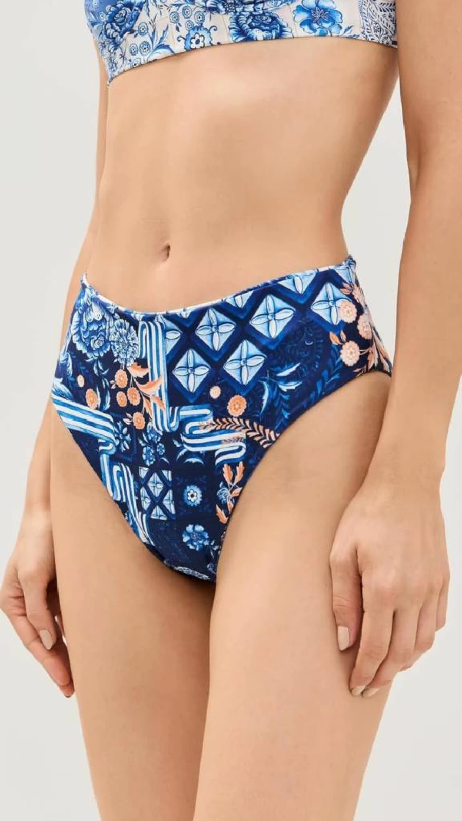 AGUA BENDITA Women's Penelope Azure Swim Bottoms - Stylish High-Waisted Bikini Bottom
