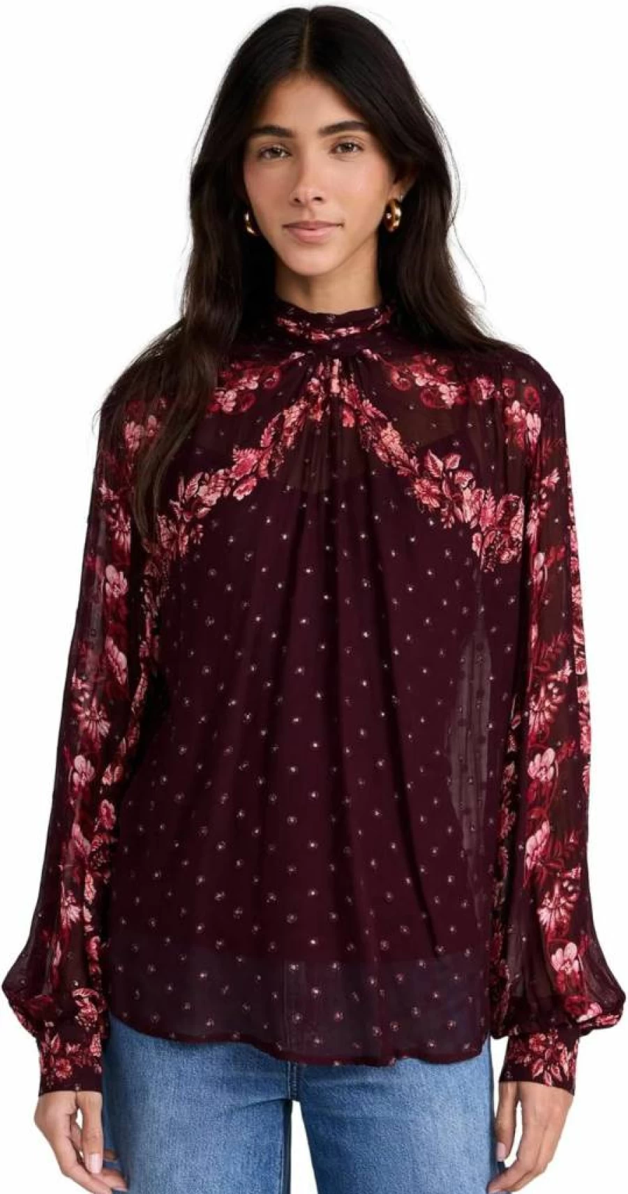 Hemant and Nandita Women's High Neck Blouse - Elegant Feminine Tops for Stylish Outfits