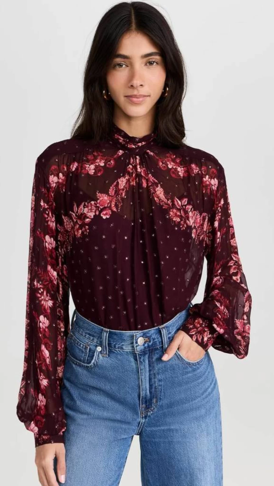 Hemant and Nandita Women's High Neck Blouse - Elegant Feminine Tops for Stylish Outfits