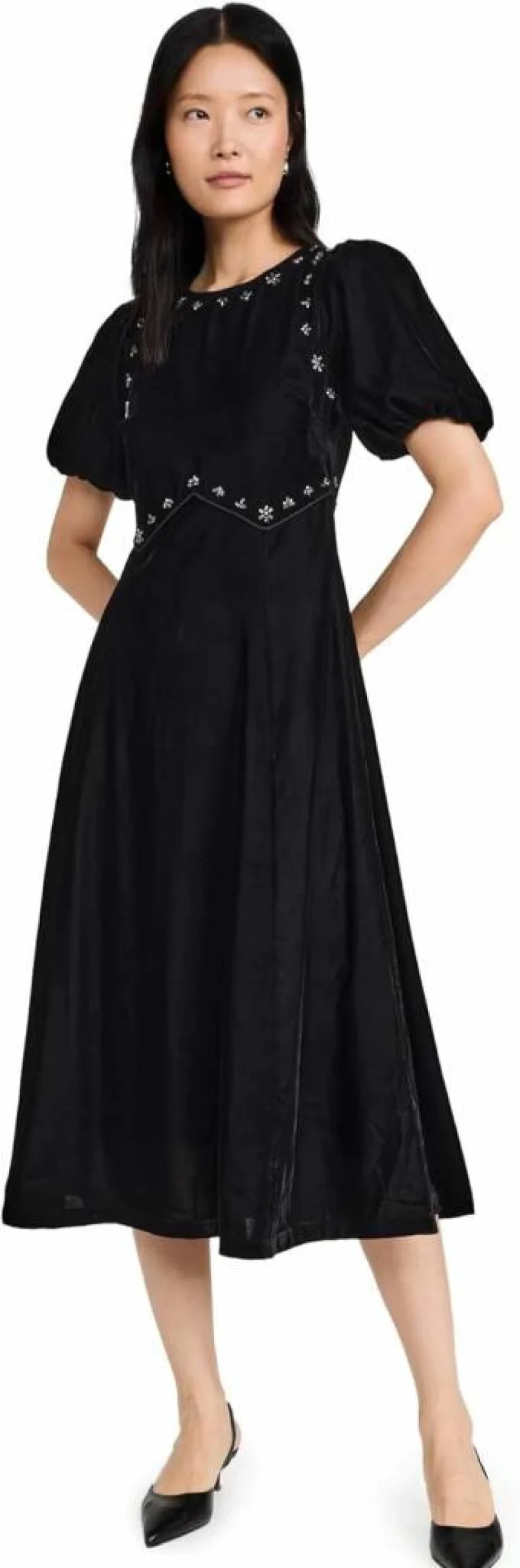 Sea Women's Caryl Beaded Velvet Evening Dress - Elegant Party Gown with Sequins