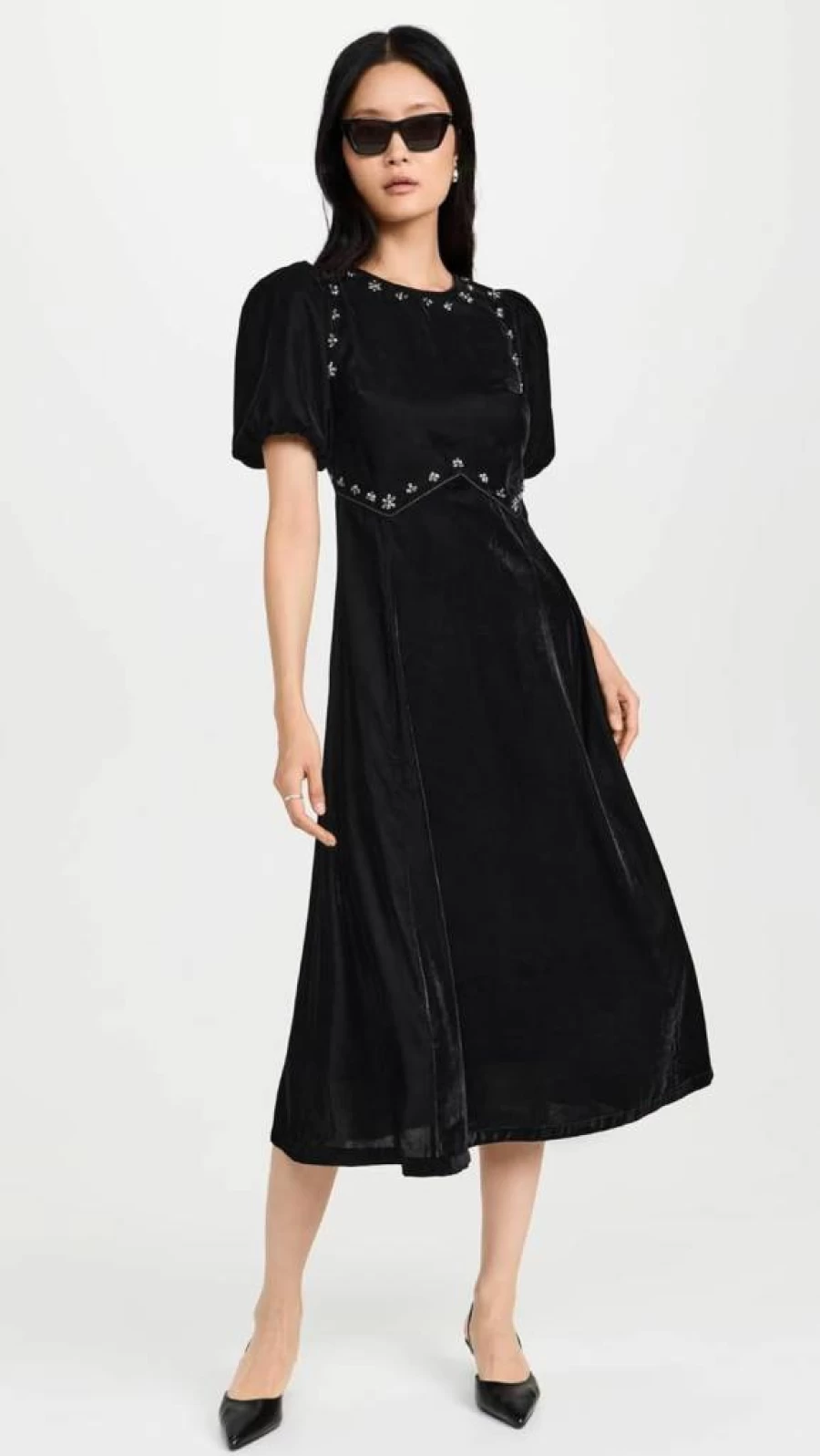 Sea Women's Caryl Beaded Velvet Evening Dress - Elegant Party Gown with Sequins