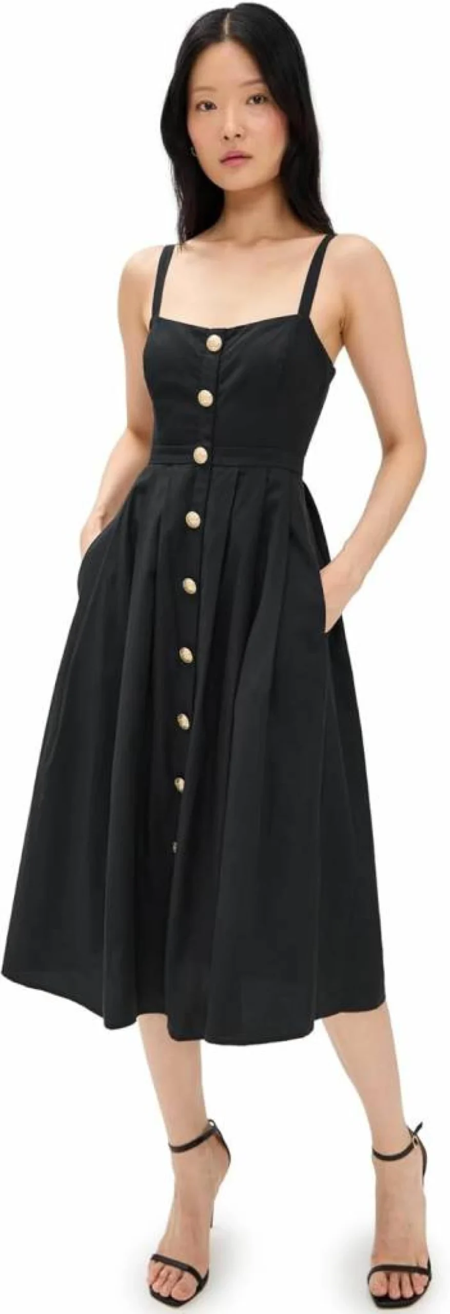 L'AGENCE Women's Esmeralda Sleeveless Midi Dress - Elegant Casual Summer Dress