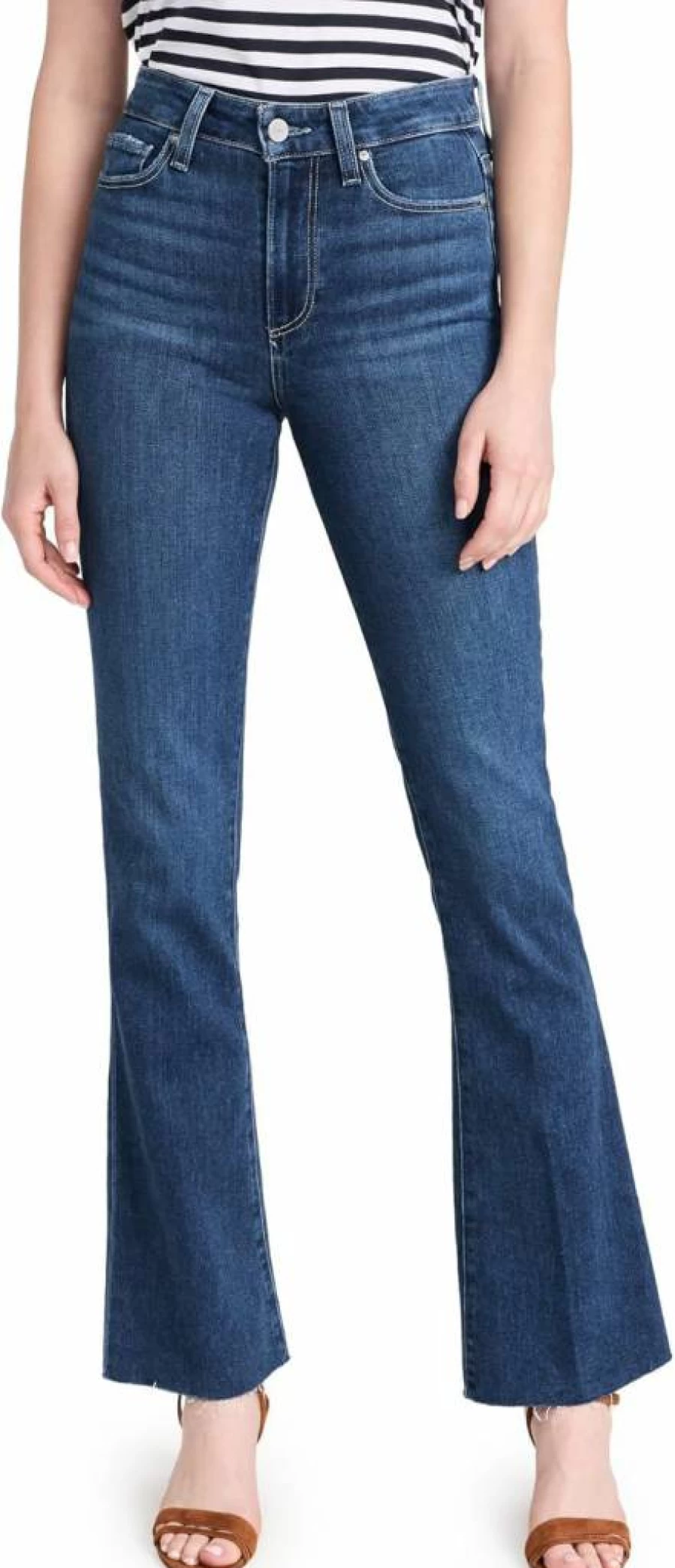PAIGE Women's Laurel Canyon High-Rise Slim Jeans - Classic Blue Denim Pants for Women