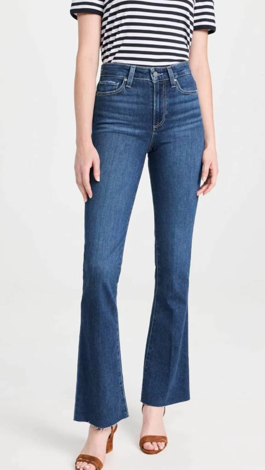 PAIGE Women's Laurel Canyon High-Rise Slim Jeans - Classic Blue Denim Pants for Women