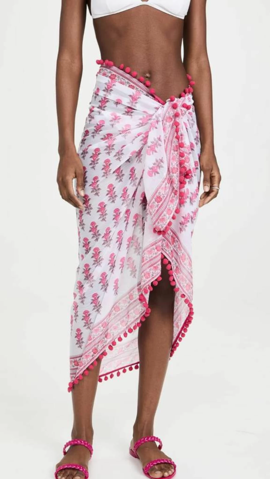 Playa Lucila Women's Stylish Border Print Sarong - Beach Cover-Up, Swimwear Wrap, Summer Fashion