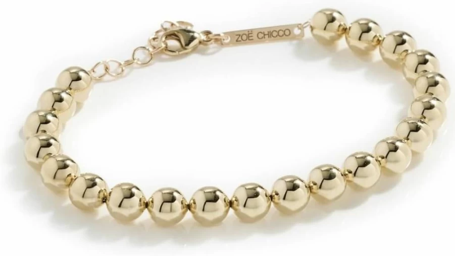 ZOE CHICCO 14K Gold 6mm Beaded Bracelet for Women - Elegant Minimalist Solid Gold Jewelry