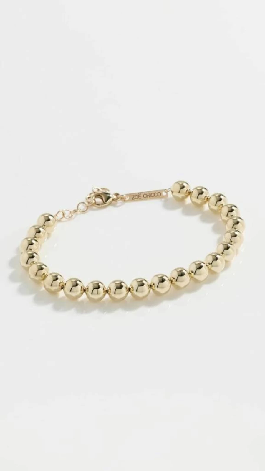 ZOE CHICCO 14K Gold 6mm Beaded Bracelet for Women - Elegant Minimalist Solid Gold Jewelry