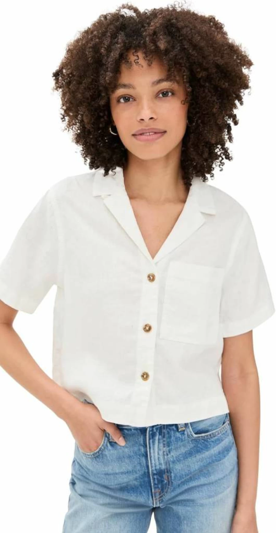 DL1961 Women's Hampton Linen Shirt - Relaxed Fit Linen Top for Women