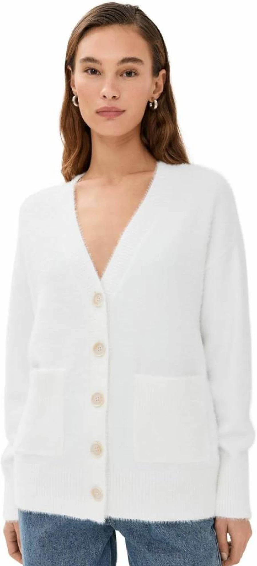 Good American Women's Cozy Oversized Plush Cardigan Sweater