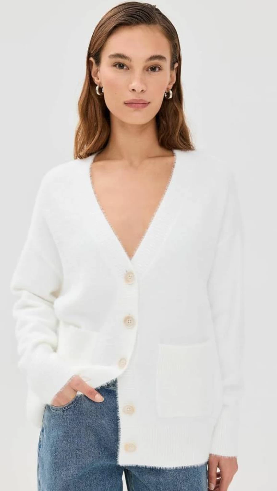 Good American Women's Cozy Oversized Plush Cardigan Sweater