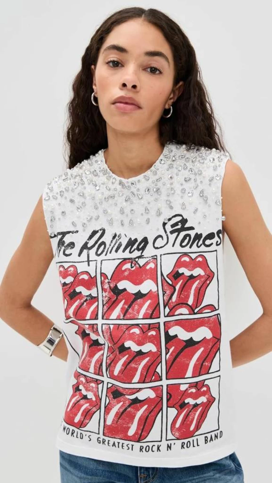 alice + olivia Women's Micah Embellished Sleeveless Muscle Tank Top