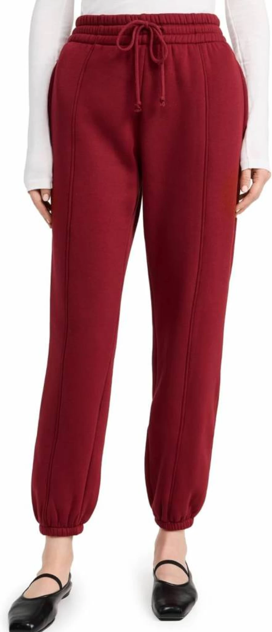 LNA Women's High-Waisted Fleece Joggers with Seam Detail - Cozy Casual Lounge Pants