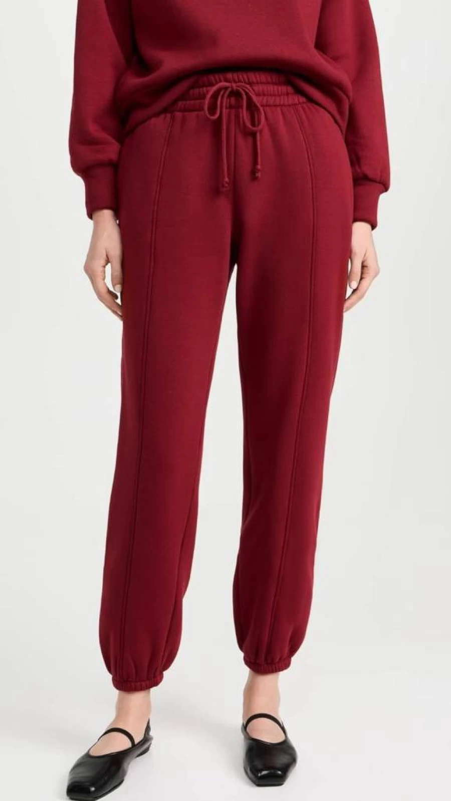 LNA Women's High-Waisted Fleece Joggers with Seam Detail - Cozy Casual Lounge Pants