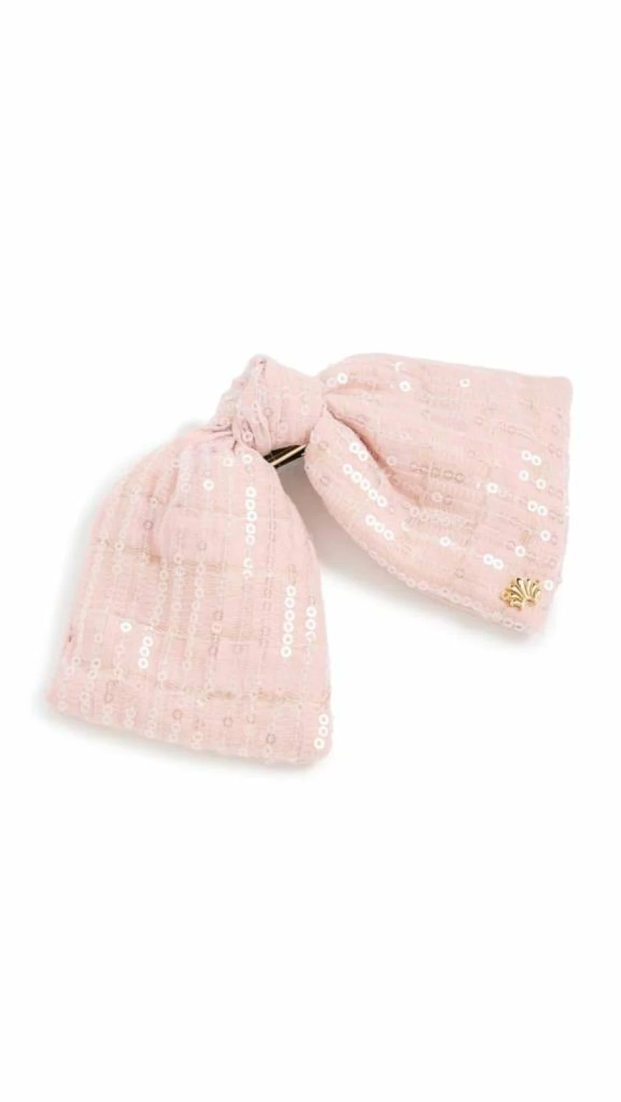 Lele Sadoughi Women's Blush Pink Paloma Sequin Bow Barrette Hair Clip - 1 Count