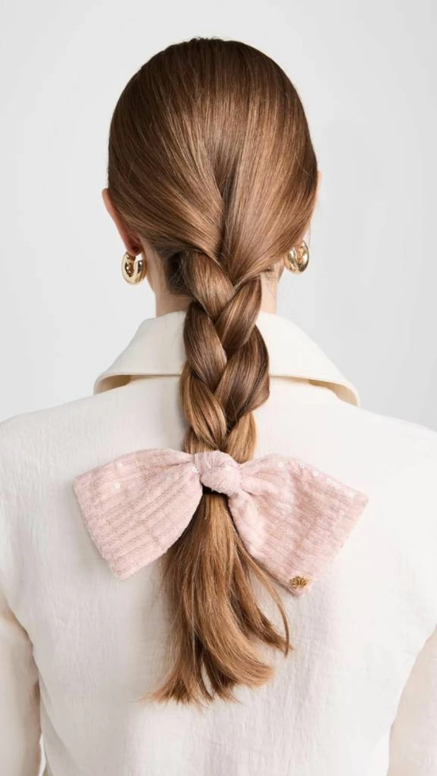 Lele Sadoughi Women's Blush Pink Paloma Sequin Bow Barrette Hair Clip - 1 Count