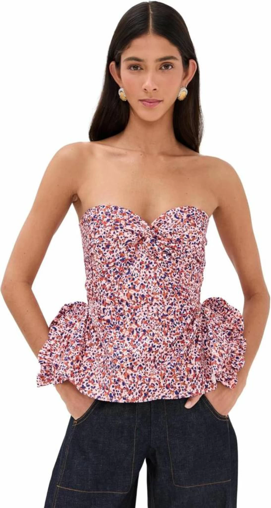 Kika Vargas Women's Tasha Top Pink Polka Dot Blouse Fashion Boutique Style