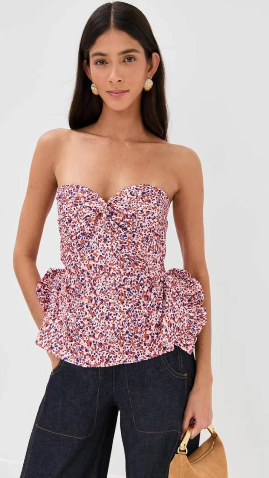 Kika Vargas Women's Tasha Top Pink Polka Dot Blouse Fashion Boutique Style