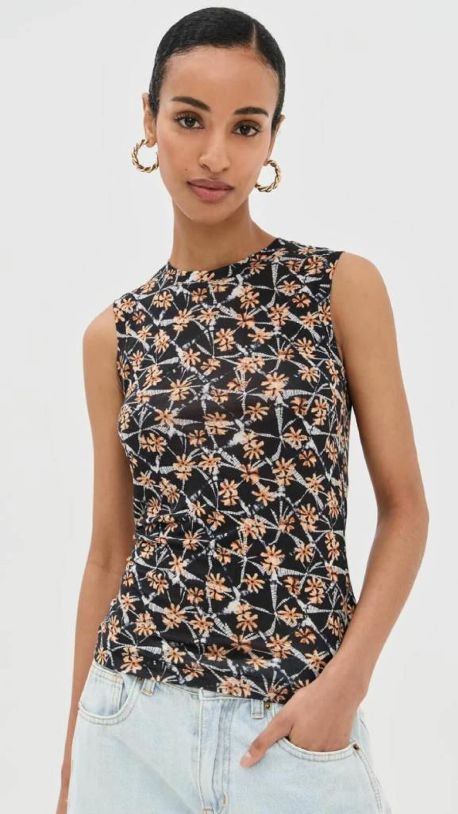 Ulla Johnson Women's Ines Top - Floral Embroidered Blouse with V-Neck and Puff Sleeves