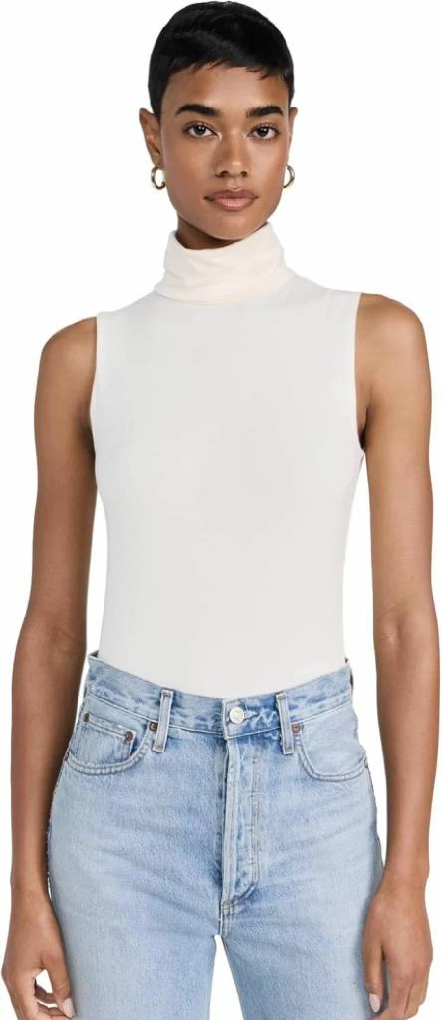 L'AGENCE Women's Ceci Sleeveless Turtleneck Top - Stylish Casual Crew Neck Tee