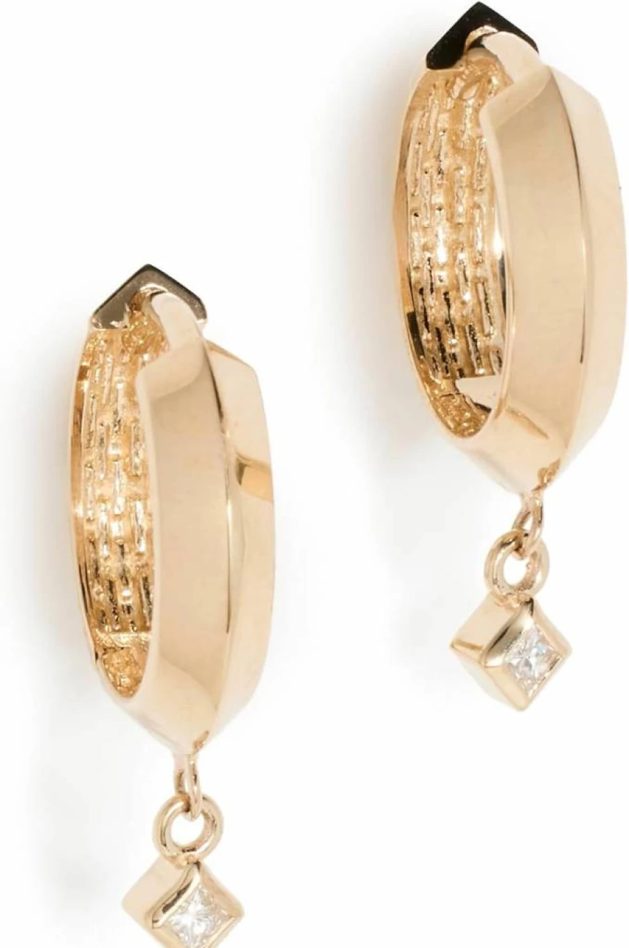 ZOE CHICCO Knife Edge Hinged Huggie Hoop Earrings for Women - Minimalist Gold Hoops