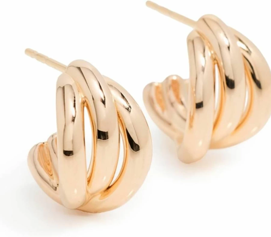EF Collection Women's 14K Gold Knot Huggie Hoop Earrings for Everyday Wear