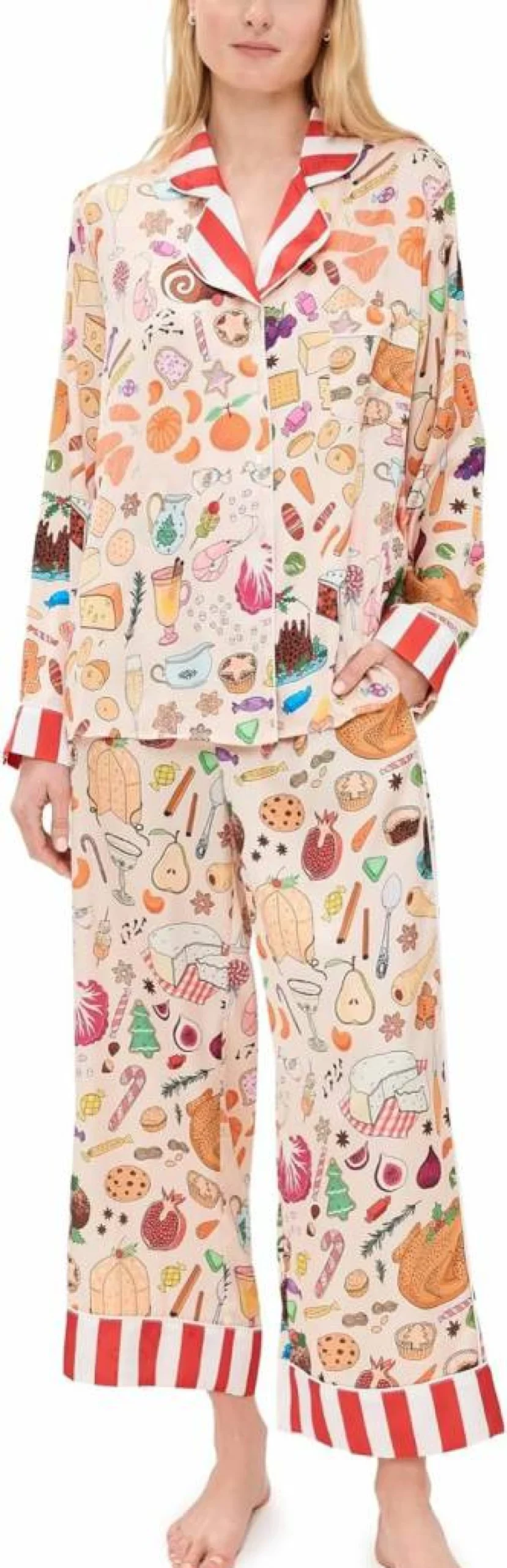 Karen Mabon Women's Holiday Feast Flannel Pajama Set - Cozy Christmas Sleepwear